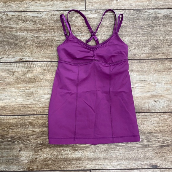 Lululemon Warrior Hot Tank Sz 4 Dewberry Raspberry - Picture 3 of 11